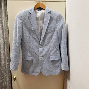 Tommy Hilfiger BOY Cotton Seersucker Spring Jacket Blue and White Size : 16